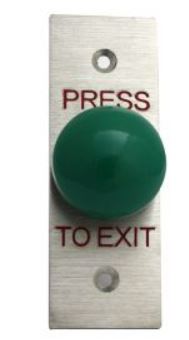 Exit Mushroom Push Button on Stainless Steel Plate